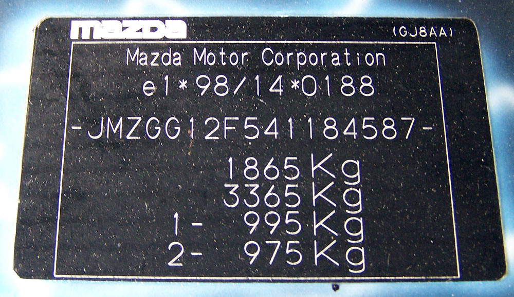 Mazda 6 Serial Number